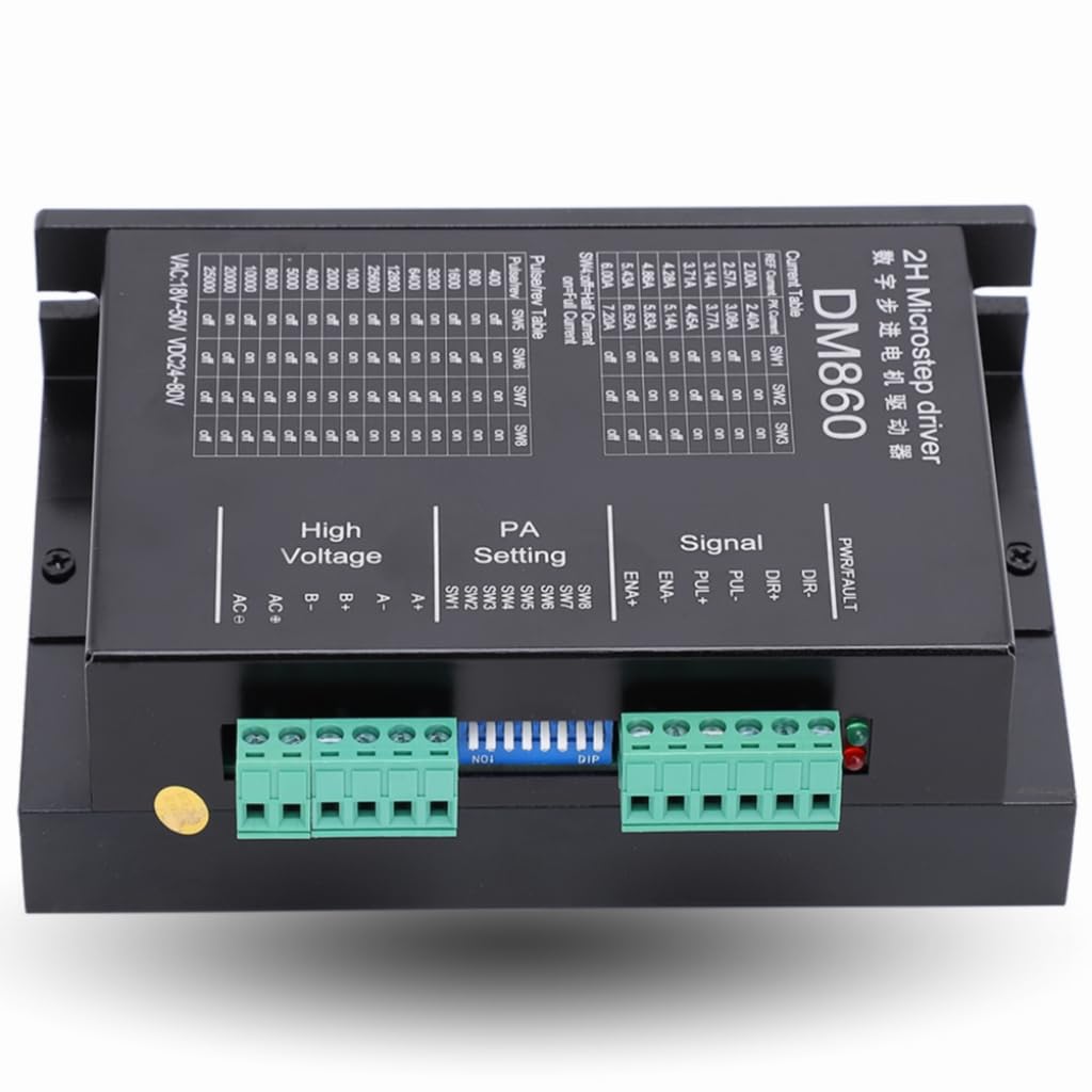 DM860 Controladores de motor paso a paso 18-80VDC Módulo de control de motor 2.8-7.8a Accesorios para máquinas de grabado de equipos de automatización industrial admite modo PUL/DIR/CW/CCW