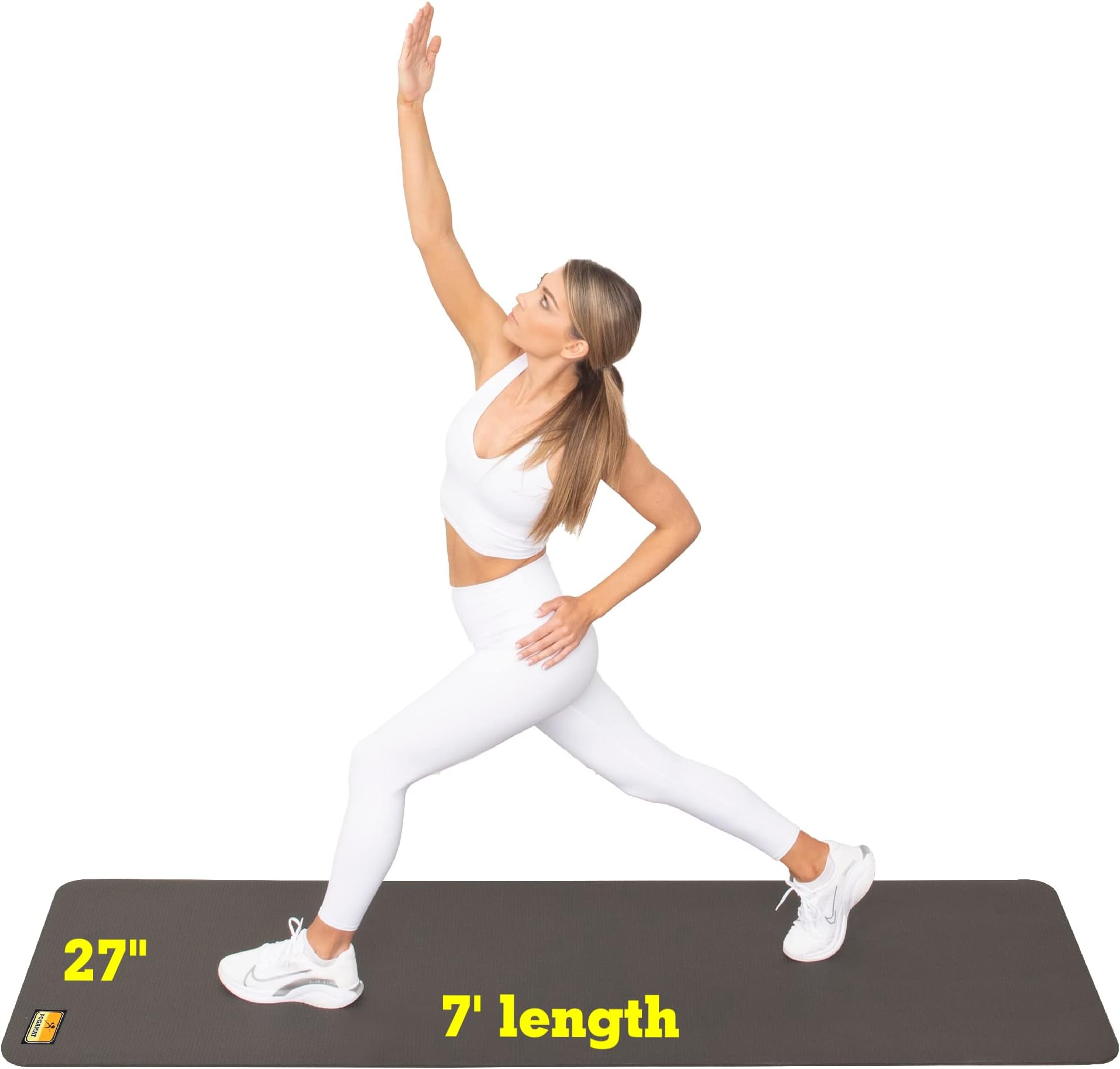 Premium Large Exercise Mat - 84" X 27" X 1/4" Thick Durable Workout Mat for Home Gym Flooring - Works Great for All Cardio, Yoga Mat, Exercise Bike Mat - Use with Or Without Shoes
