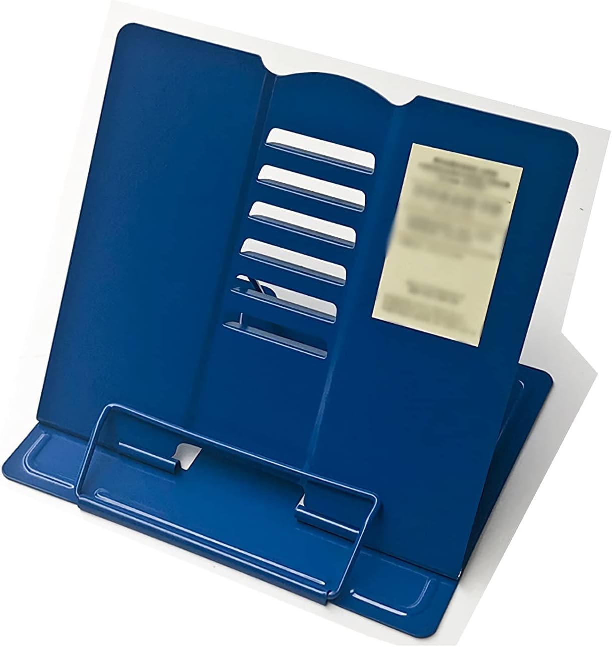 Book Stands and Holders for Reading Desk Book Stand Metal Reading Rest Book Holder Adjustable Angle Cookbook Documents Portable Bookstand with Page Clips 8 x 7.5 inch for Kitchen and Office (Blue )
