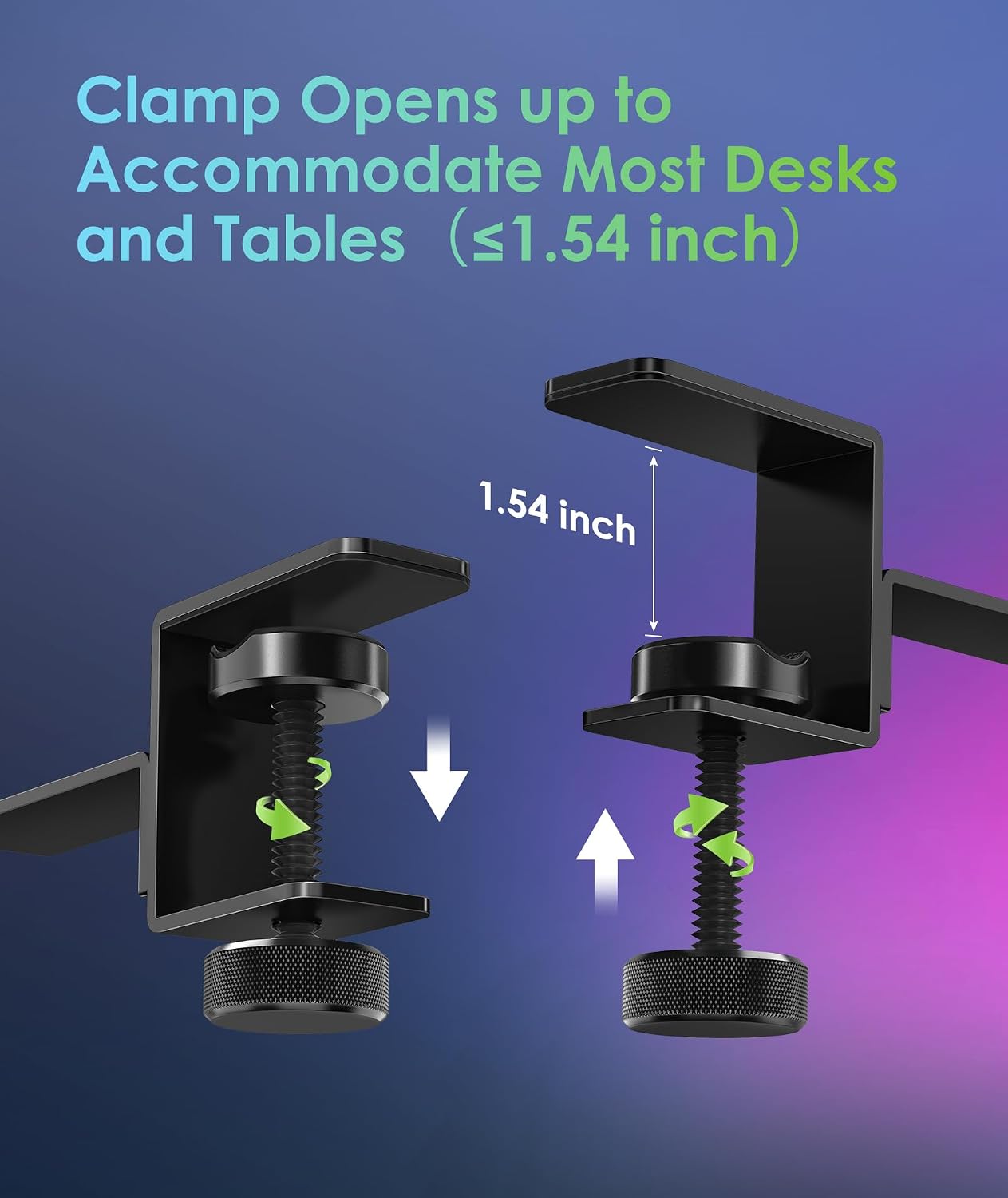 6amLifestyle Headphone Headset Holder Hanger, Universal Metal Gaming Headphones Stand Mount Under Desk Hook Clip with Adjustable Clamp for All Headsets, Black, view 5