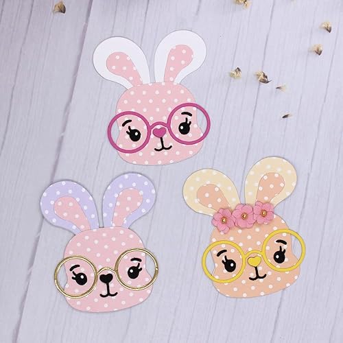 KSCRAFT Plantillas de troqueles de corte de metal con cara de conejo, para bricolaje, álbumes de recortes, decoración en relieve DIY tarjeta de papel