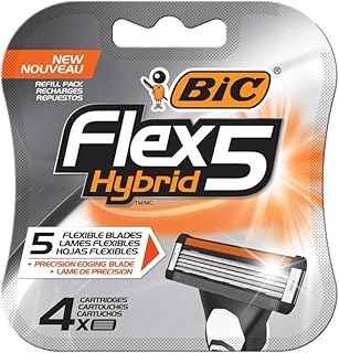 BIC Flex5 Hybrid 5 Blade Razor Refills, 4 Count