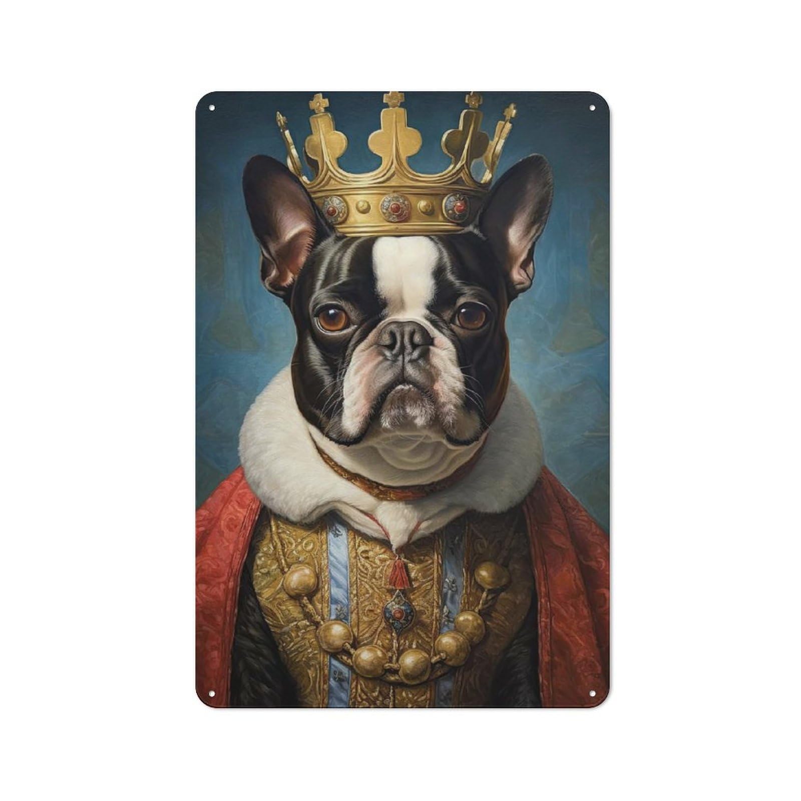 Industrial Boston Terrier The King Tin Sign 30x20cm, Garage Wall Decor for Garage, Hobby Room, Office Or Man Cave
