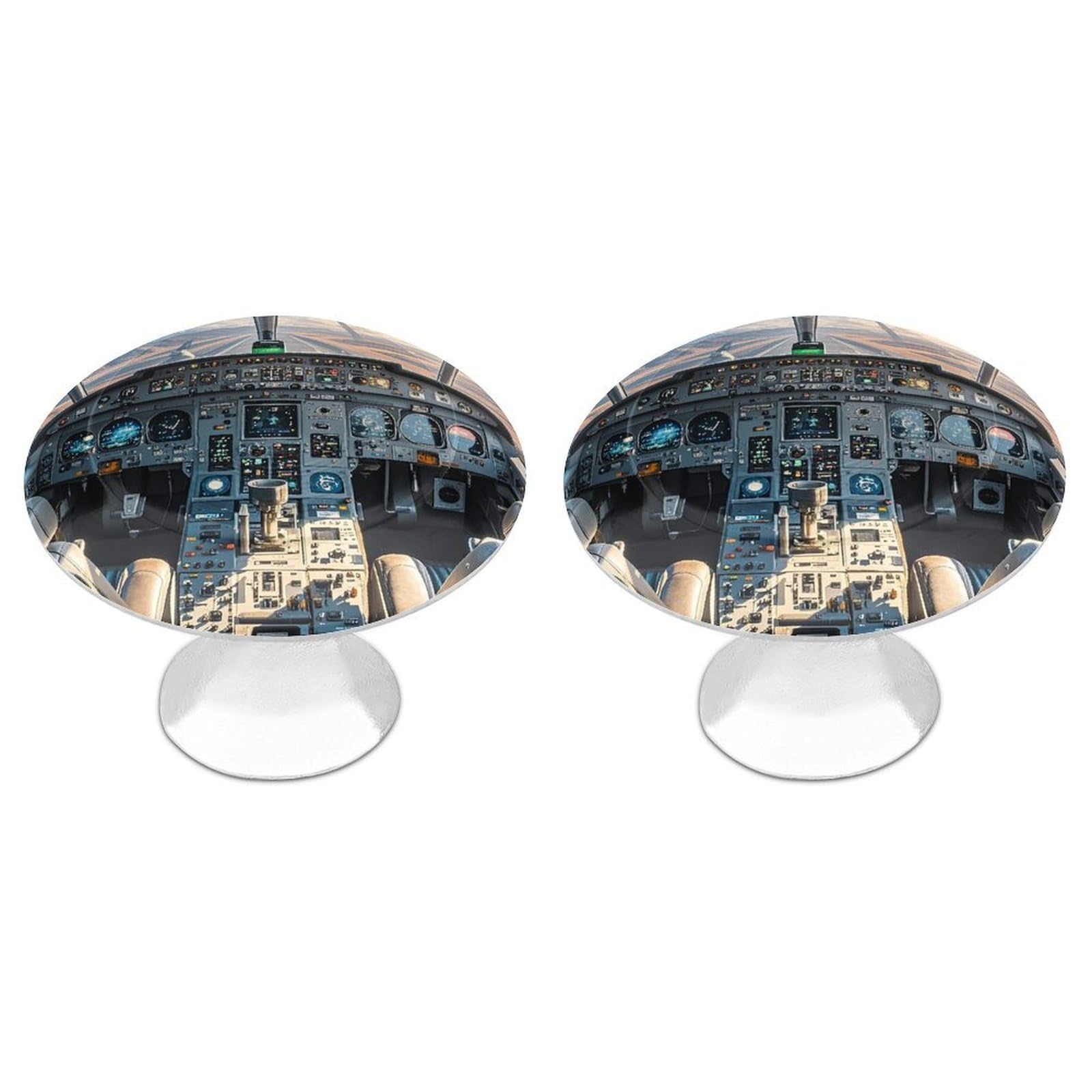 FekiLoot Airplane Cockpit Cabinet Knobs Simple Drawer Handles Aluminum Alloy Kitchen Pulls Round Cabinet Door Knobs with Screw Door Hardware for Dresser Cabinets 2 Pack