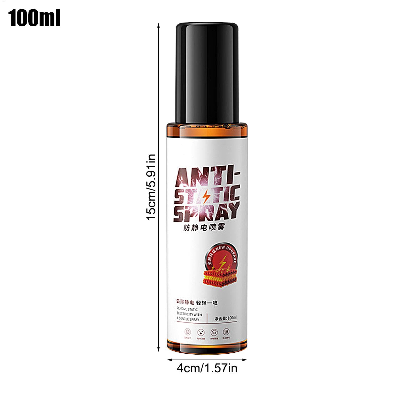 Uroczy antystatyczny spray, spray do zapobiegania statycznemu, 100 ml natychmiastowy odświeżacz tkanin, statyczny spray redukujący przyleganie, usuwanie elektryczności statycznej, antystatyczny