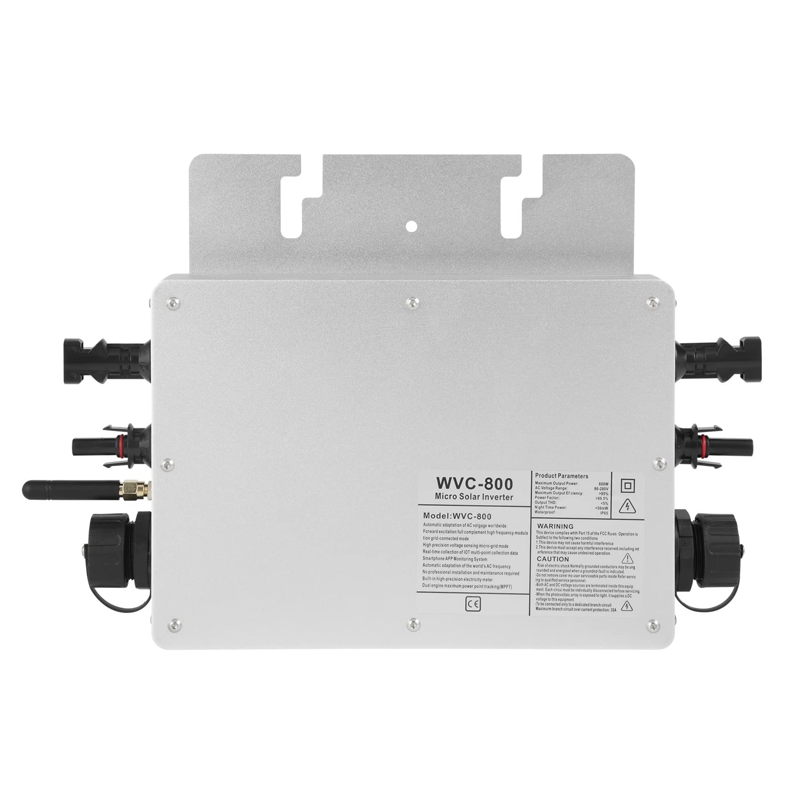 Jadeshay Microinverter,800W Inverter Fotovoltaico Grid Tie Inverter Micro Inverter DC22-60V Inverter di Rete con Sistema di Monitoraggio del Telefono Cellulare per 2 Pannelli Solari