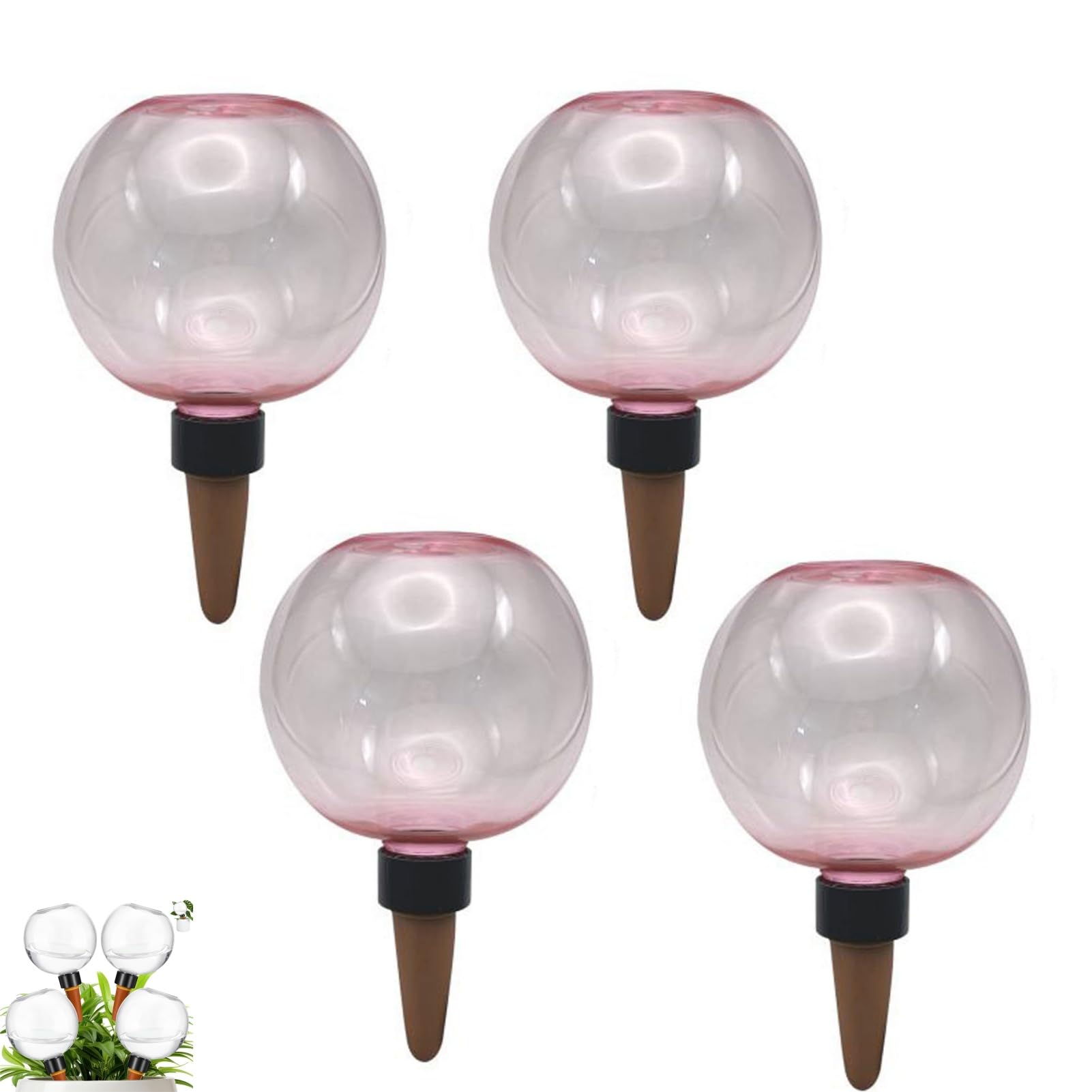 Self-Watering Plant Watering Globes, Automatic Slow Release Drip Irrigation Devices,Garden Drip Irrigation Equipment With Slow Release Control Flower Pot Insert Plant Bulb (4 PCS Pink)