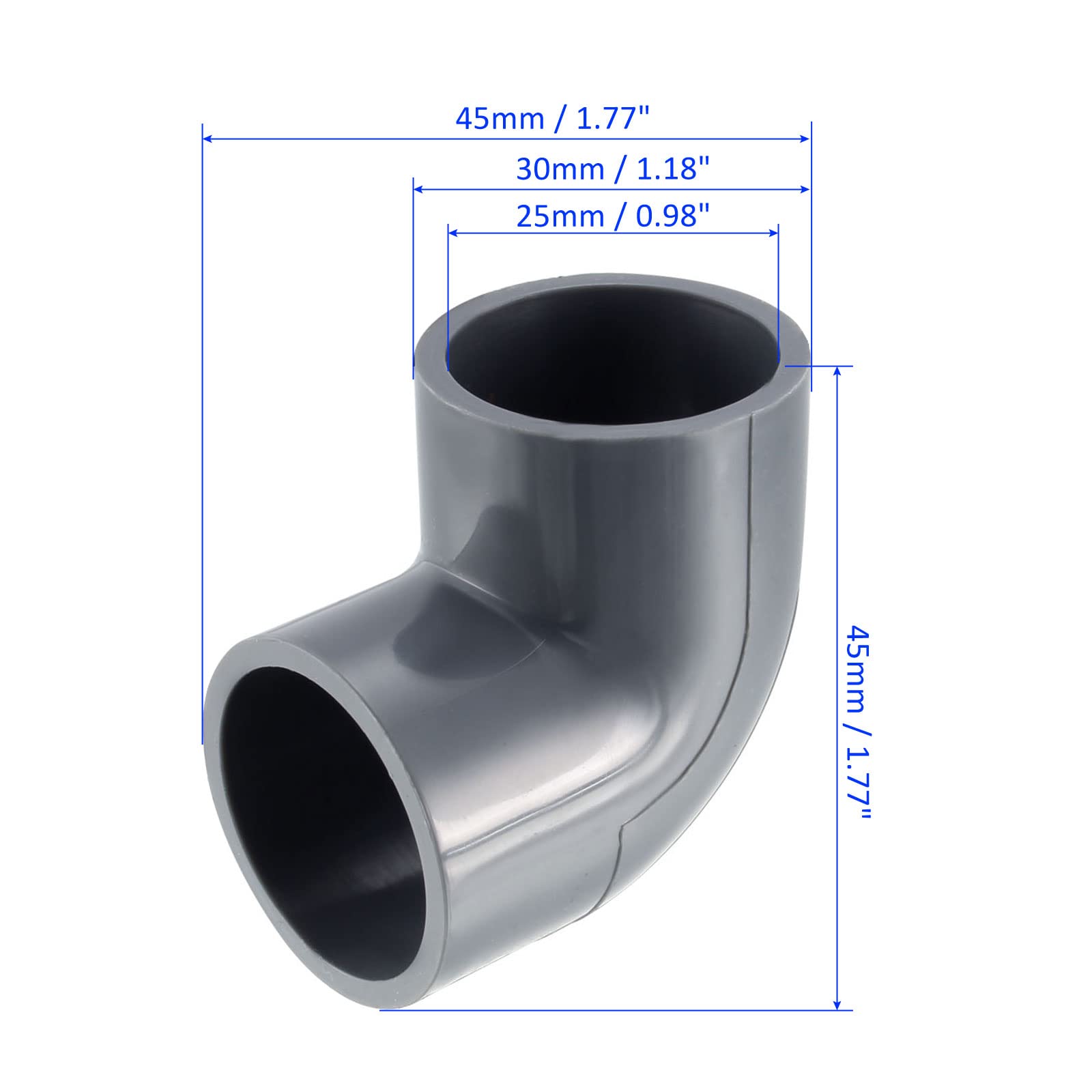 M METERXITY 5 Pack PVC Pipe Fitting, Water Pipe Slip Socket Connector, 90 Degree Elbow Coupling - Image 4