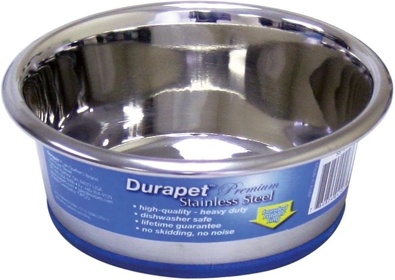 Cuencos para perros de acero inoxidable DuraPet de OurPets; Tazones para comida y agua (hasta 1,25 tazas, ideales para razas pequeñas)