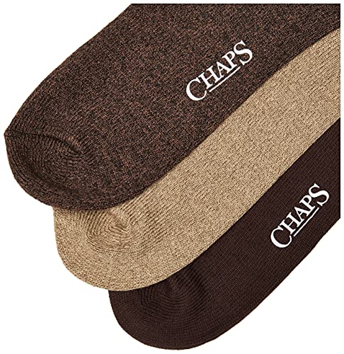 Chaps Men's Cotton Rayon Dress Crew Socks-3 Pair Pack-Assorted Solid Color, Khaki True Rib, Shoe Size: 6-12 #TOP2