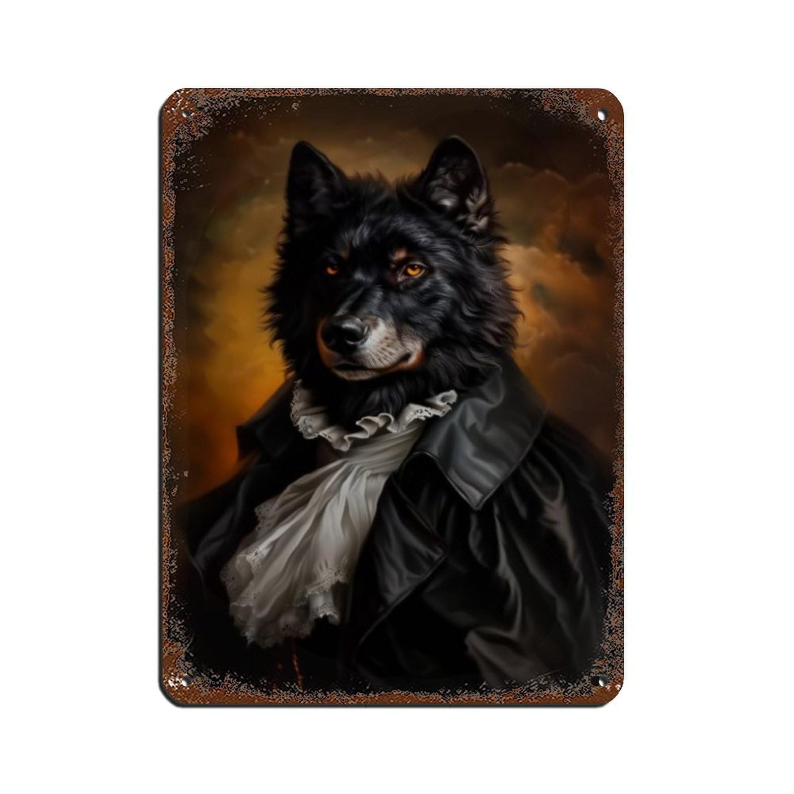 Gothic Wolf Portrait Painting Poster Tin Sign Vintage Metal Pub Club Cafe Bar Home Wall Art Decoration Poster Retro 12x16inch(30x40cm)
