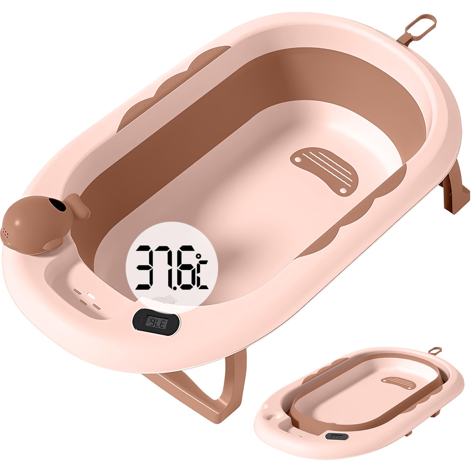 TFDER Baby Bathtub with Thermometer, Collapsible Baby Bathtub for