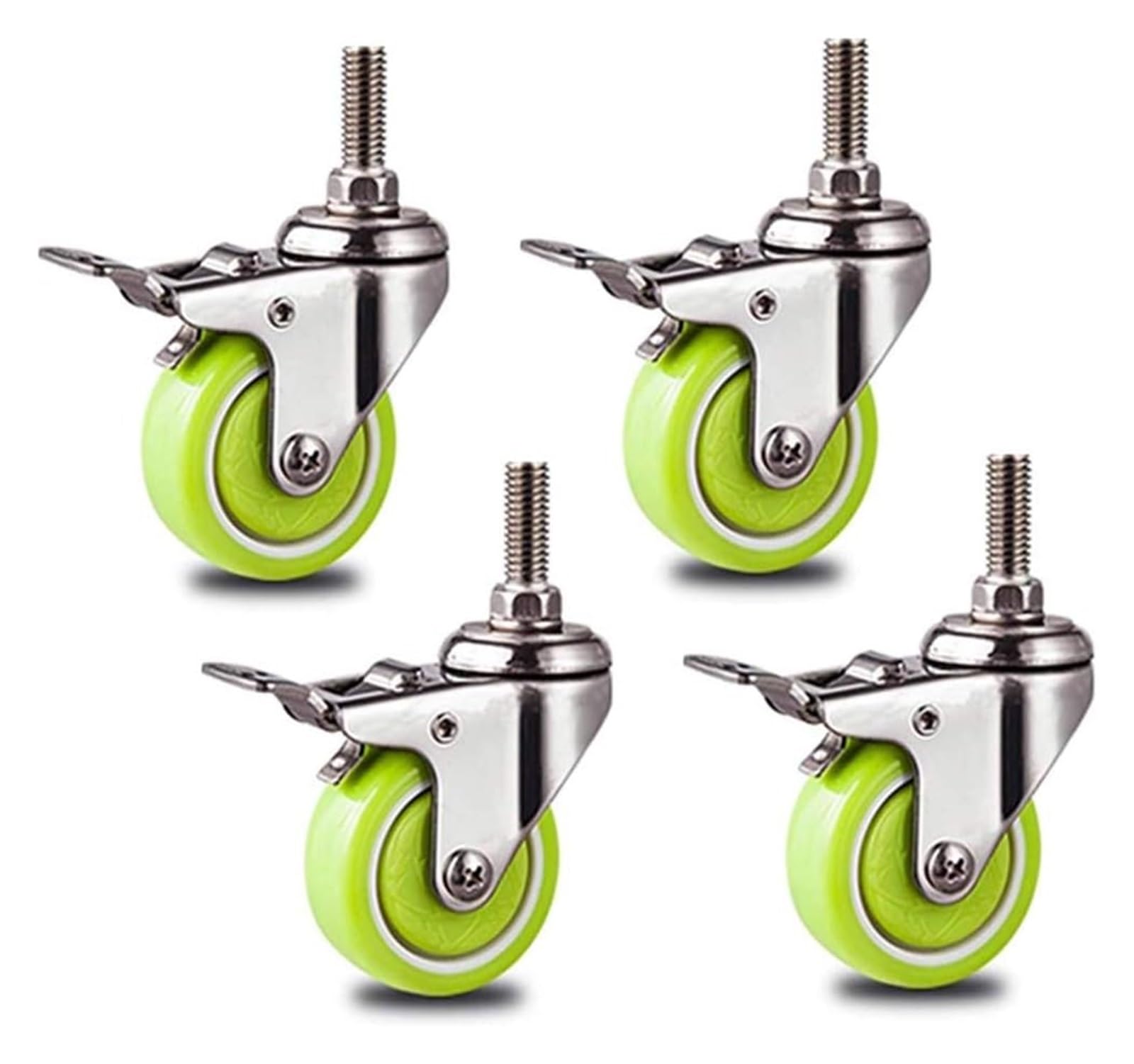 GYRAZXS Heavy Duty Swivel Casters with Brake 4 Silent Polyurethane Wheels for Furniture & Workshop Shelves Ideal for Trolleys and Heavy Loads