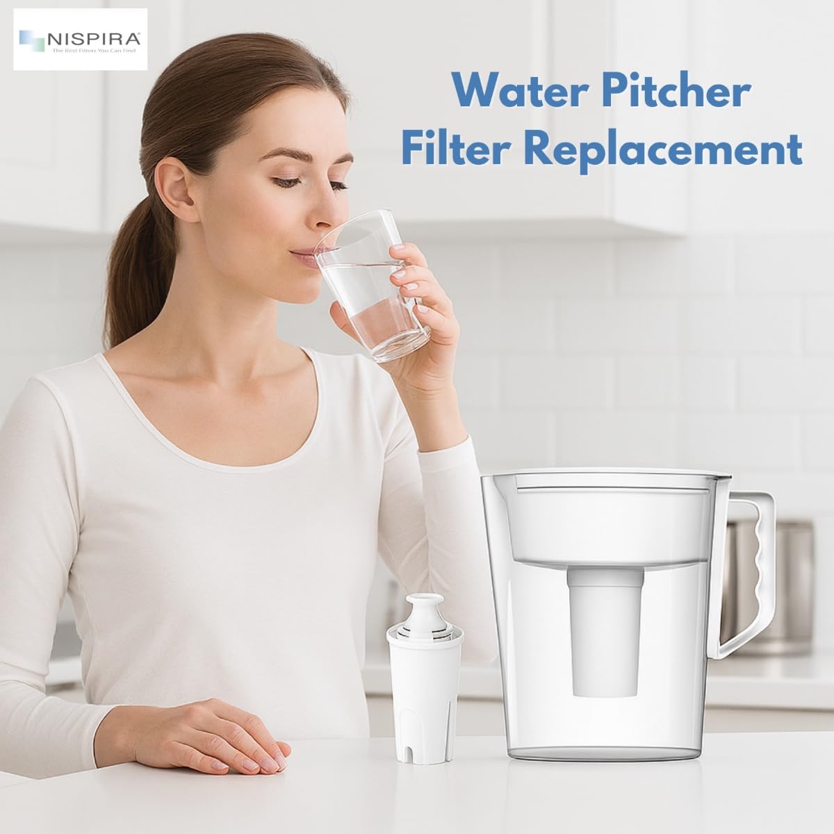 Nispira OB03 - Filtro de agua de repuesto para jarras y dispensadores de agua Brita, Classic 35557, Mavea 107007, elimina cloro, plomo, olor, reduce el color, la dureza del agua, 6 paquetes