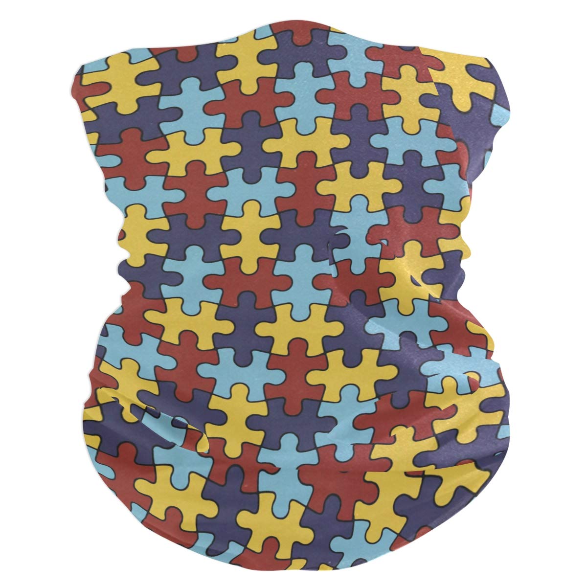 Neck Gaiter, Headwear, Face Sun Mask, Magic Scarf, Autism Awareness Colorful Puzzle Piece Headband for Cycling, Running, Skateboarding-image-15