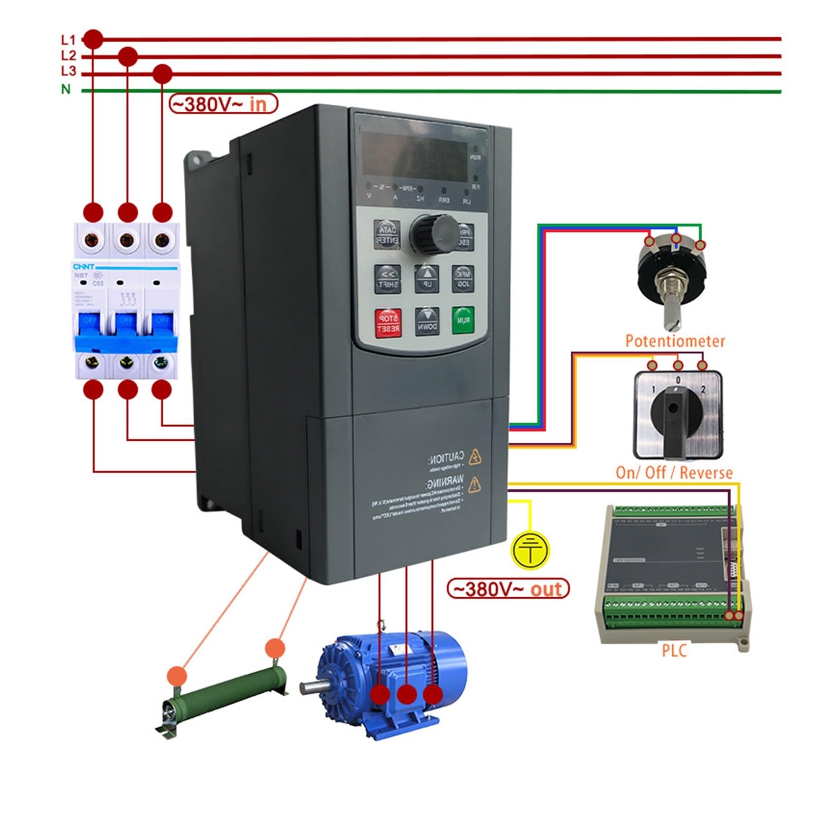 Variatore di Frequenza, 3.7/4/5.5KW 380V 3 fasi 5/7.5HP Controllo vettoriale VFD Convertitore di azionamento a frequenza variabile economico for piccolo inverter a velocità del motore(5.5KW)