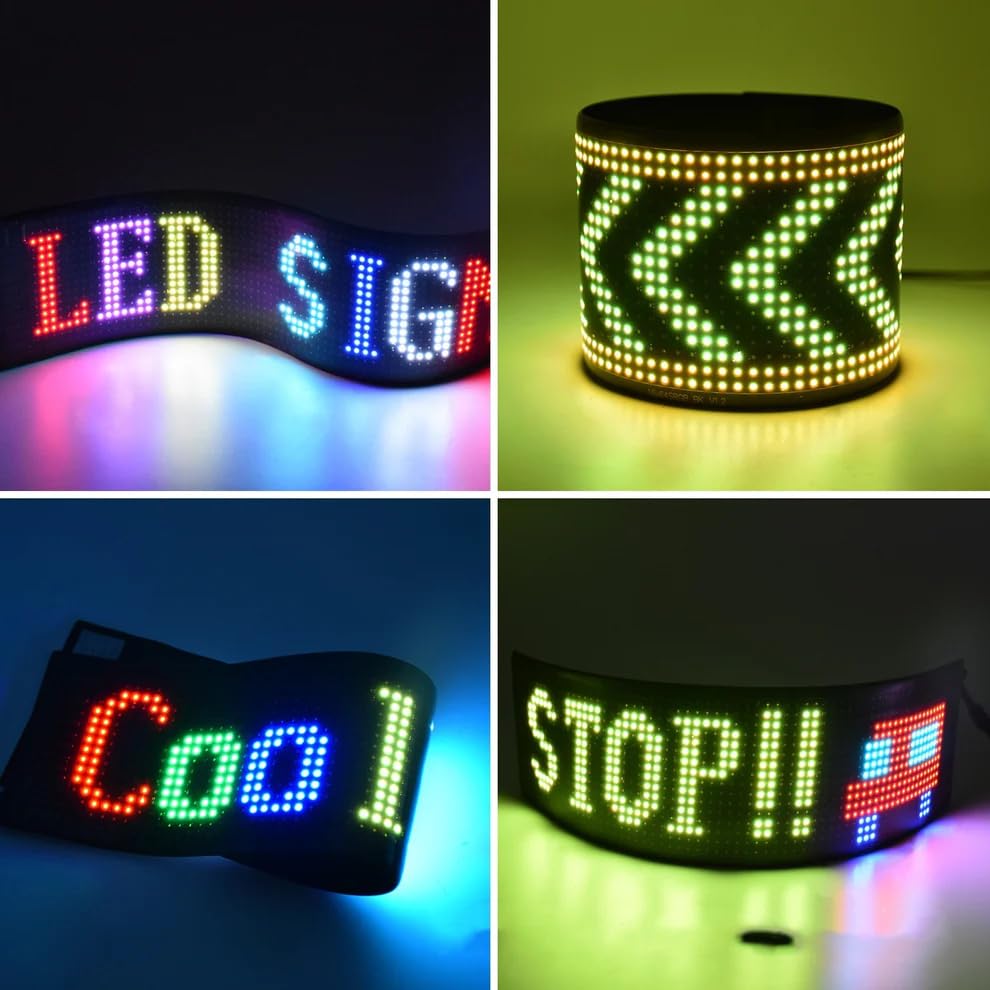 Image of ZADON Flexible LED Matrix Panel | Programmable Display Screen with App & Remote Control | Scrolling Text & Animation LED Board for Shop, Car & Advertising | Multiple Sizes (Extra Large- 90x20 Cm)
