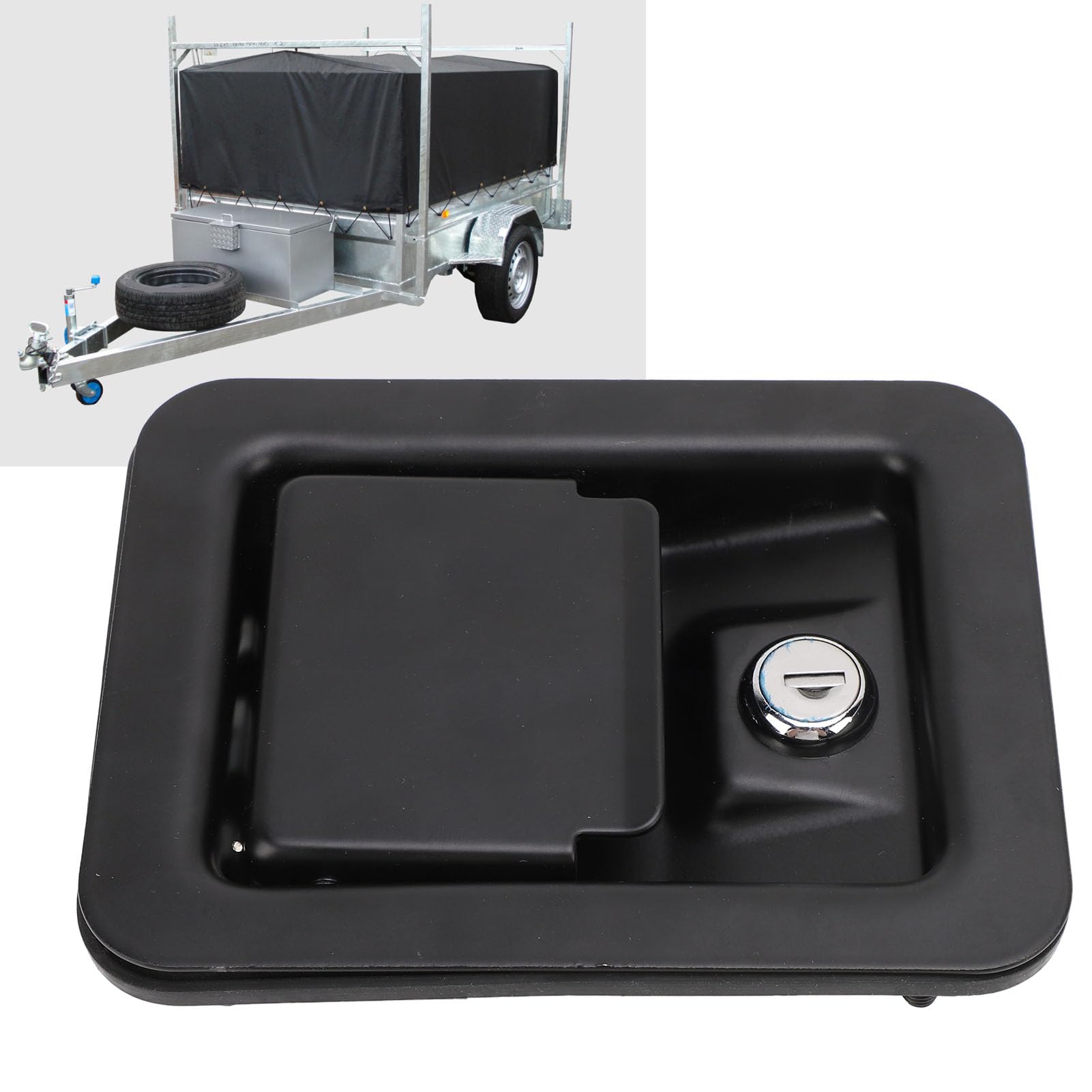 Serrure à Palette de Poignée de Camping-car Acier Inoxydable 304, Serrure Boîte Outils Remorque avec Clés, 5,5x4,2 Loquet Poignée encastré Serrure Boîte Outils Camion Loquet Porte
