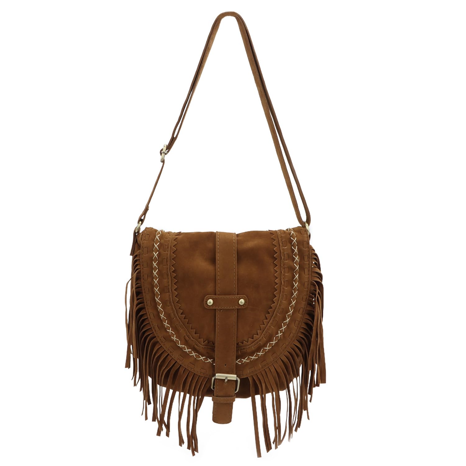 Retro Fringe Shoulder Bags Vintage Tassel Crossboy Bags Tassel Faux PU Leather Saddle bag