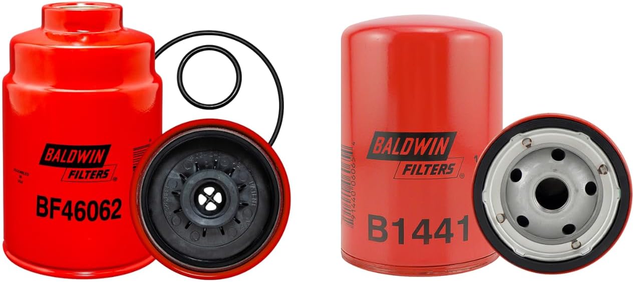 Baldwin Fuel Water Separator and Oil Filter Kit BF46062 & B1441, Heavy Duty, Compatible with Chevrolet/GMC 6.6L Turbo Diesel, Replaces TP3018 - PF2232 / 2001-2016 LB7 LLY LBZ LMM LML