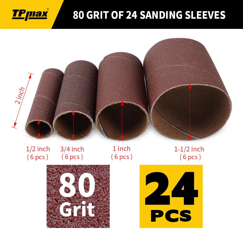 Spindle Sanding Sleeves - 24 Pack 80 Grit -2 Spindle Sanding Sleeves - 24 Pack 80 Grit -2