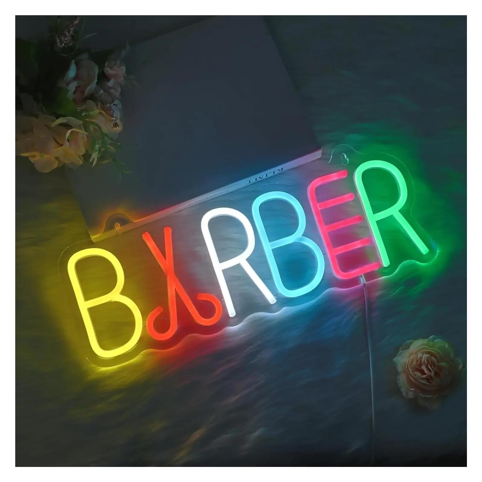 luoliang Illuminazione al neon Barbiere per insegna al per neon aperta per alimentazione per per apertura negozio aziendale arredamento per la casa 23 cm × 40