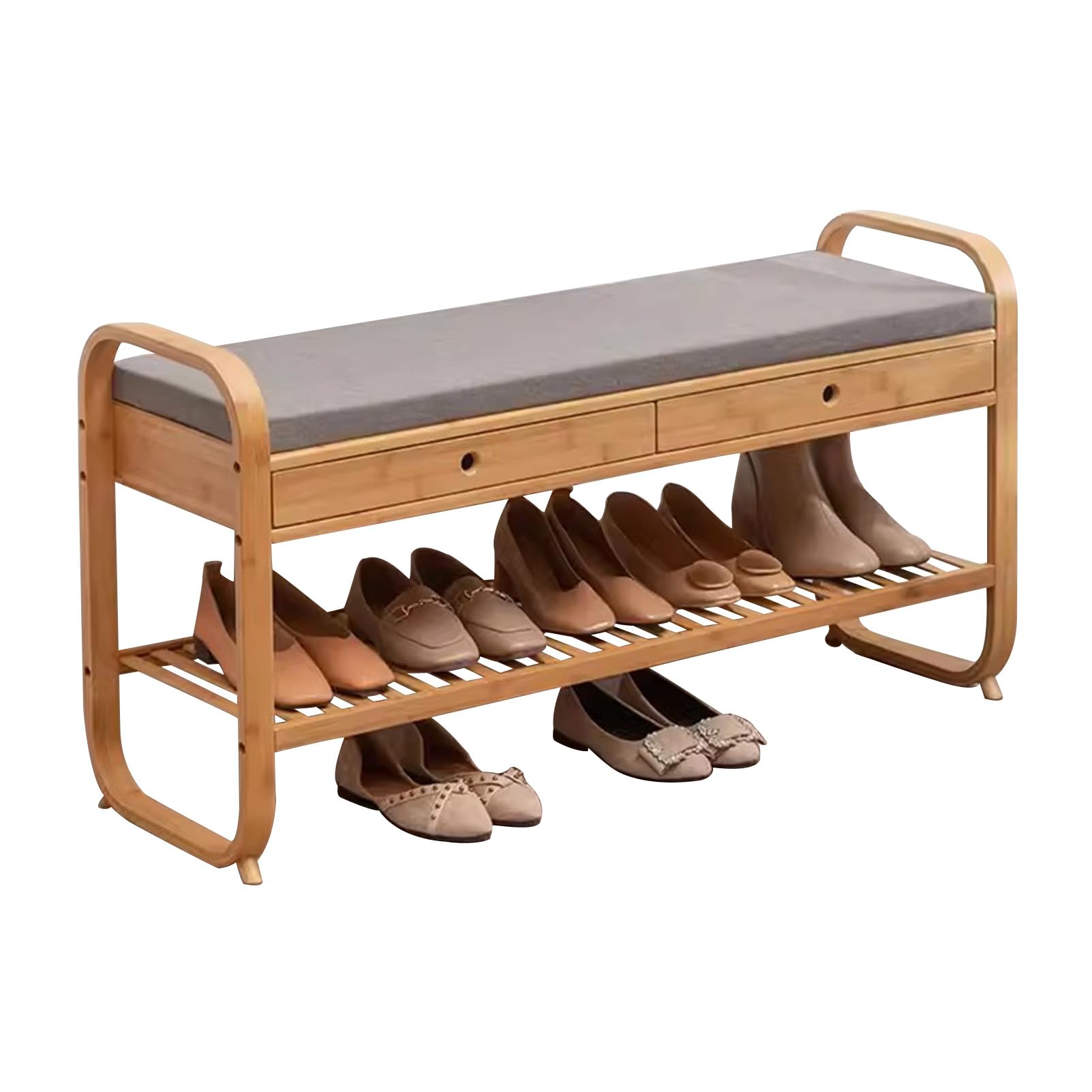 Generico Elegante Panca da Ingresso con vano portascarpe, scaffale in Legno con cassetti per corridoio, Camera da Letto, Sala da Pranzo, Soggiorno - 105 x 34 x 55 cm, Organizer salvaspazio