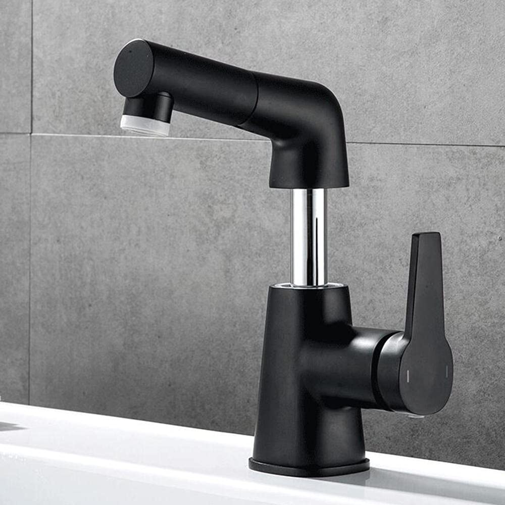 Robinet mitigeur pivotant pour évier de salle de bain noir mat pour routine du matin