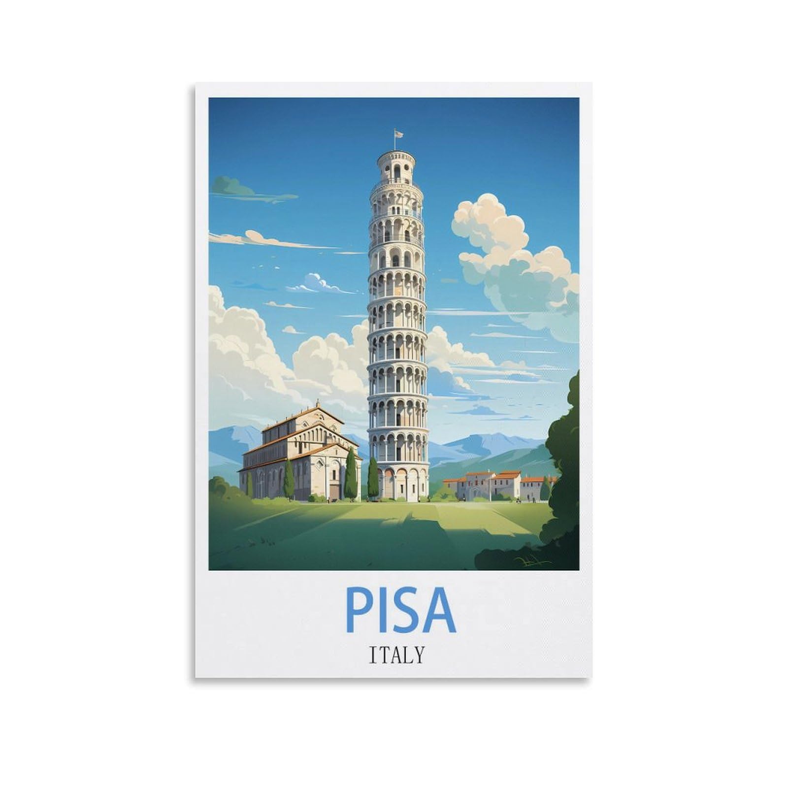 Rylvlrie Pisa Italy Vintage Travel Poster 20x30inch(50x75cm) Canvas Poster Wall Art Living Room Home Decor
