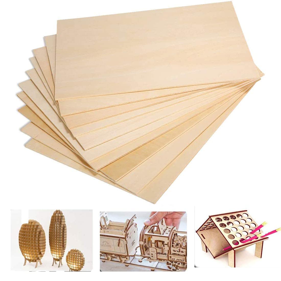 PD Craftozone Square Premium MDF Pine Wood 8 inch MDF Boards for Art and Craft - 2.6mm Unfinished Square Wood Slices for Resin Art, Mandala Art,Pyrography, Painting (8 inch x 8 inch, 10) 2