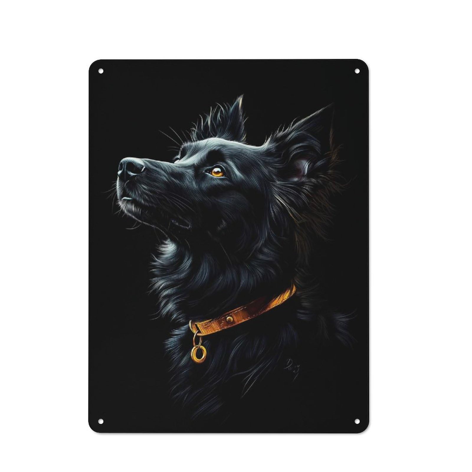Junmoney Style-15 Black & Gold Australian Shepherd Rustic Metal Plaque 40X30cm For Café Or Restaurant, Wall Decor For People Reorganising Café And Restaurant