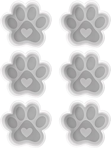 Molde de silicona con estampado de huellas de corazón | Paquete de 6 | Tamaño 4 pulgadas de ancho x 3.75 pulgadas de largo x 1 pulgada de