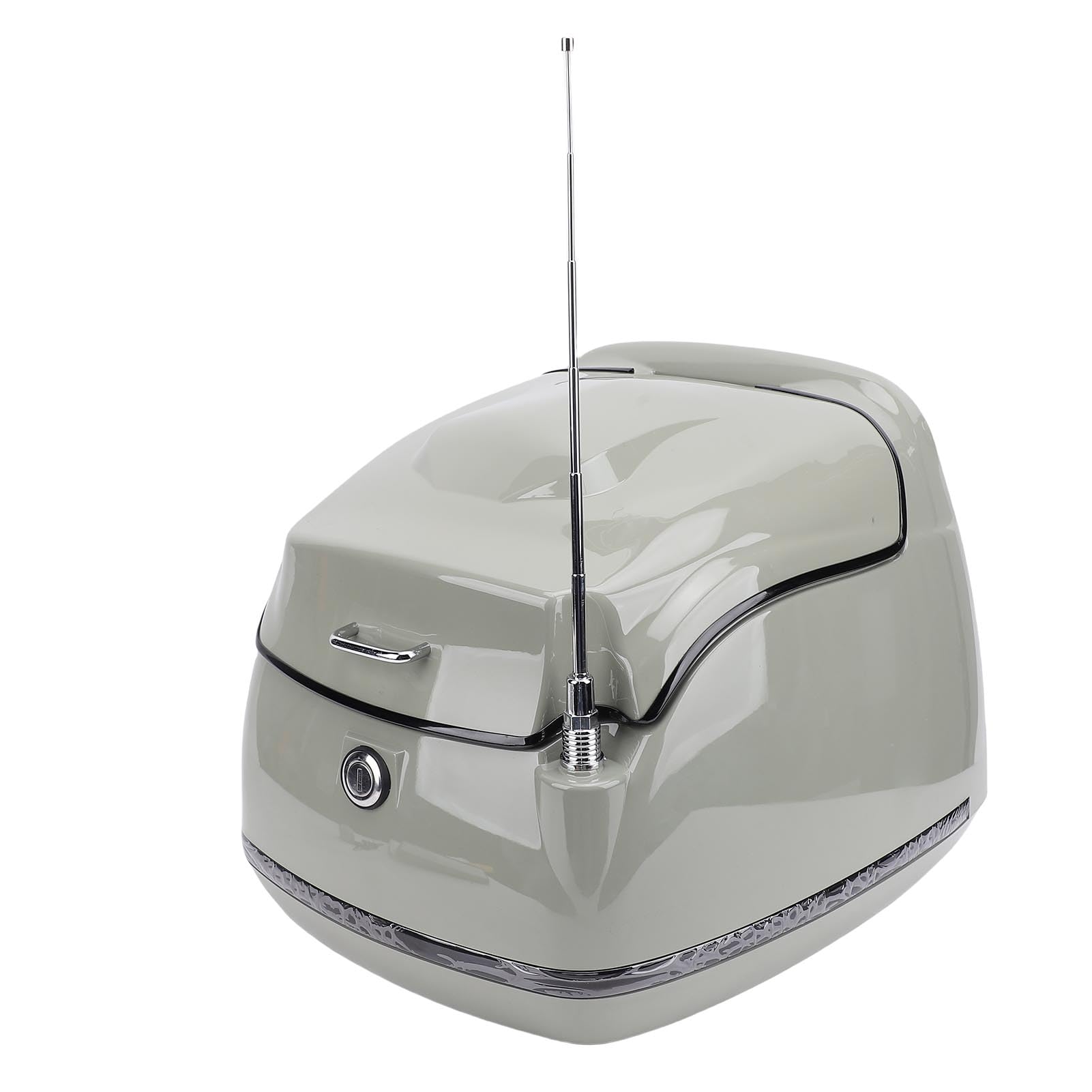 Wisoqu 38L Universal Motorcycle Top Case, Water Proof Detachable Motorcycle Top Box with Lock and Key, Retro Trunk Storage Case for Motorcycle, Electric Bike, Scooter (Grey)