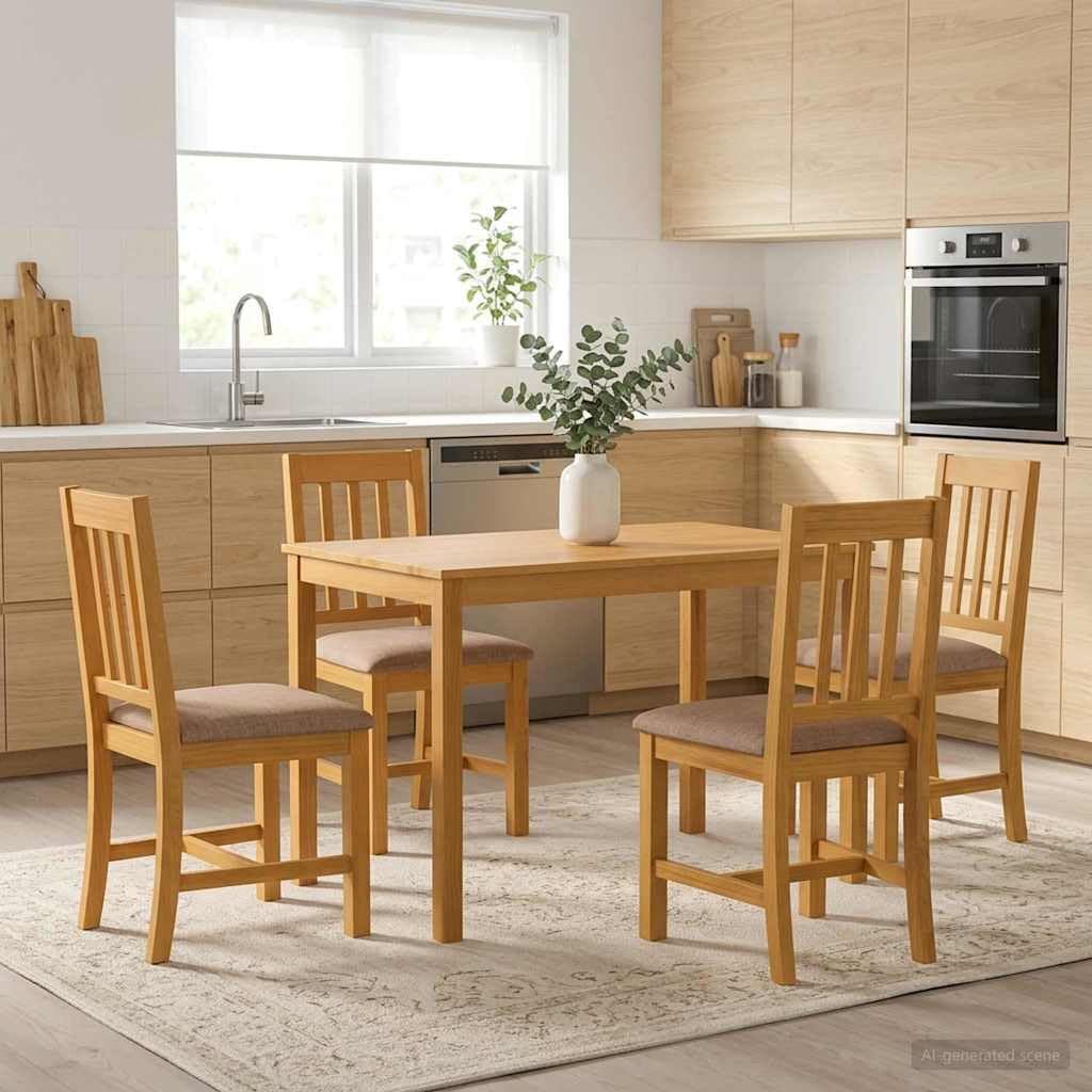 Stół do jadalni z litego drewna dębowego 110 x 75 x 75 cm, prostokątny stół kuchenny ze stabilnymi nogami do jadalni i salonu