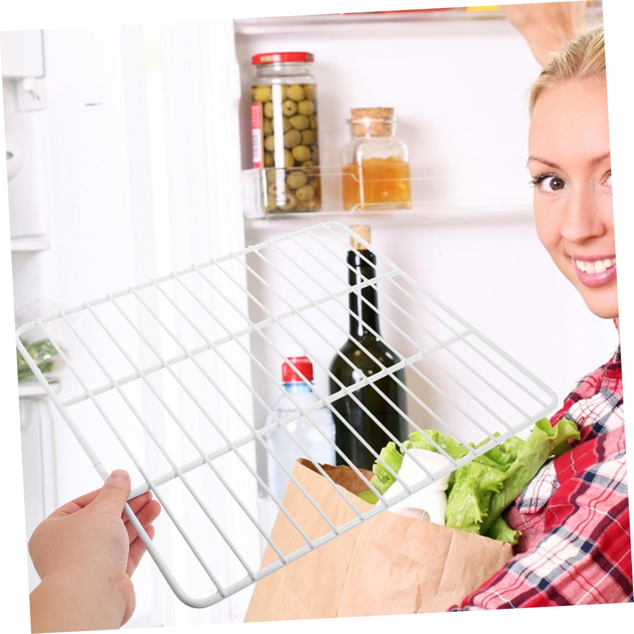 Divisor de Refrigerador Comercial Metálico 44x36 Cm Rejilla Ventilada Organizador de Congelador Horizontal para Almacenamiento y Categorización