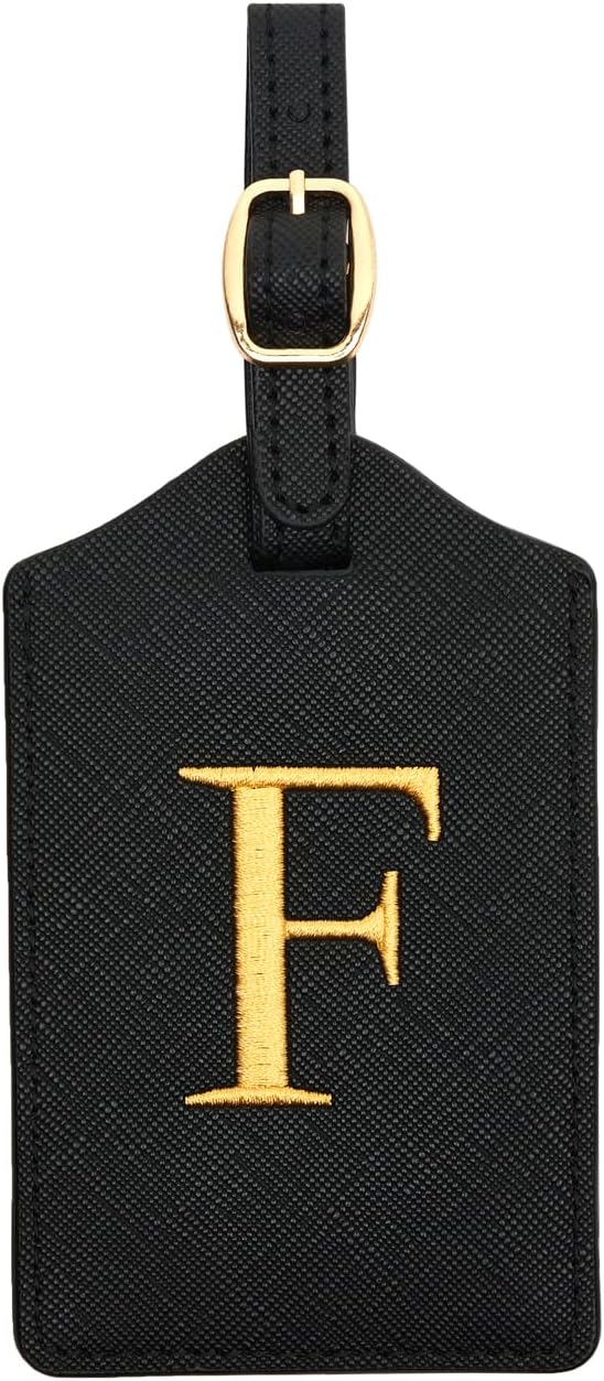 CHOIEO Luggage Tag PU Leather for Suitcase Baggage Handbag Travel Bag Label Suitcase Tag Suitcase Label Tag w. Name Card & Privacy Cover (F)