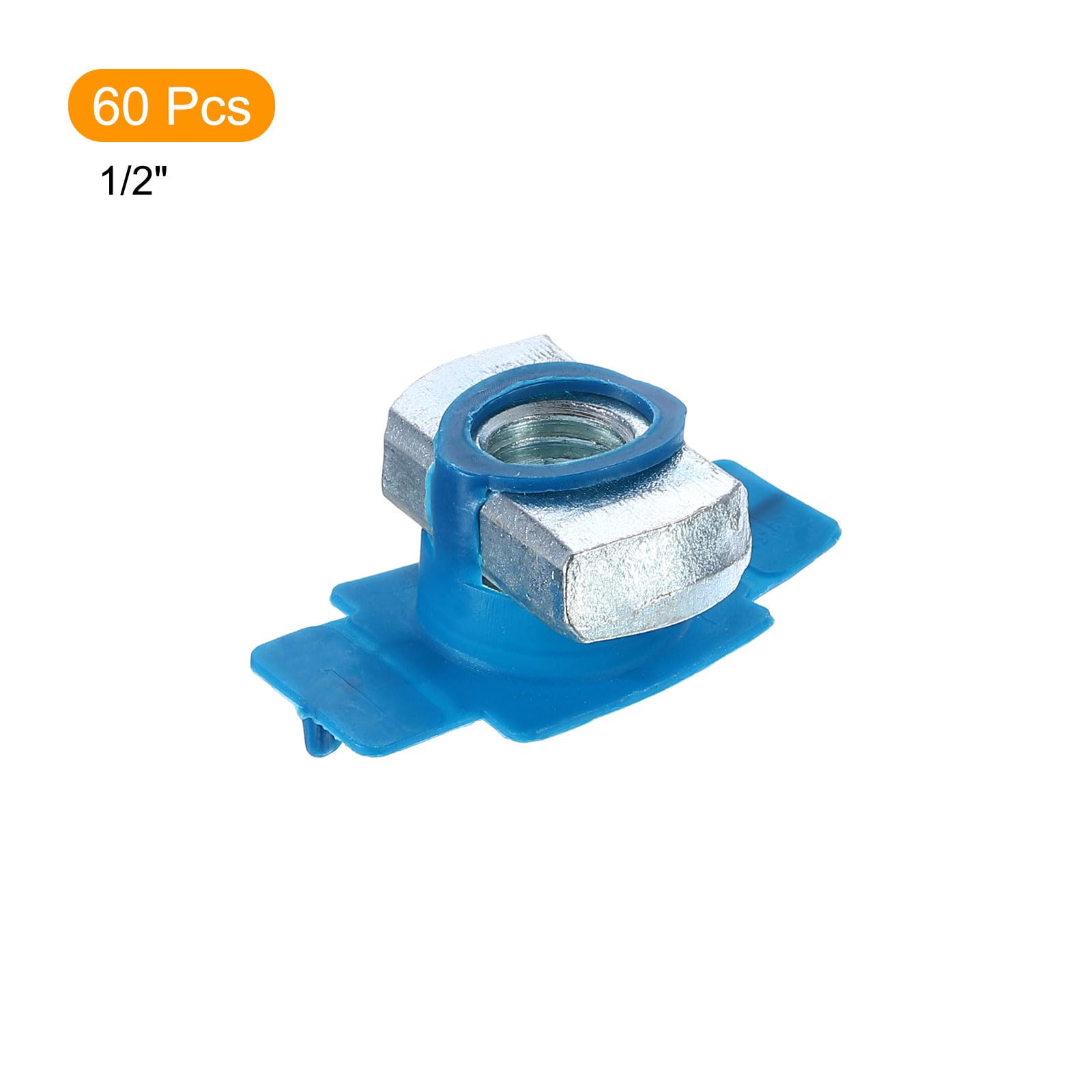 QUARKZMAN Tuerca De Compresión De Nylon Para Canal, 60 Piezas 1/2"-13 Acero Al Carbono Zincado Tuercas De Resorte Largas Para Montajes En Canal Para Paneles Solares
