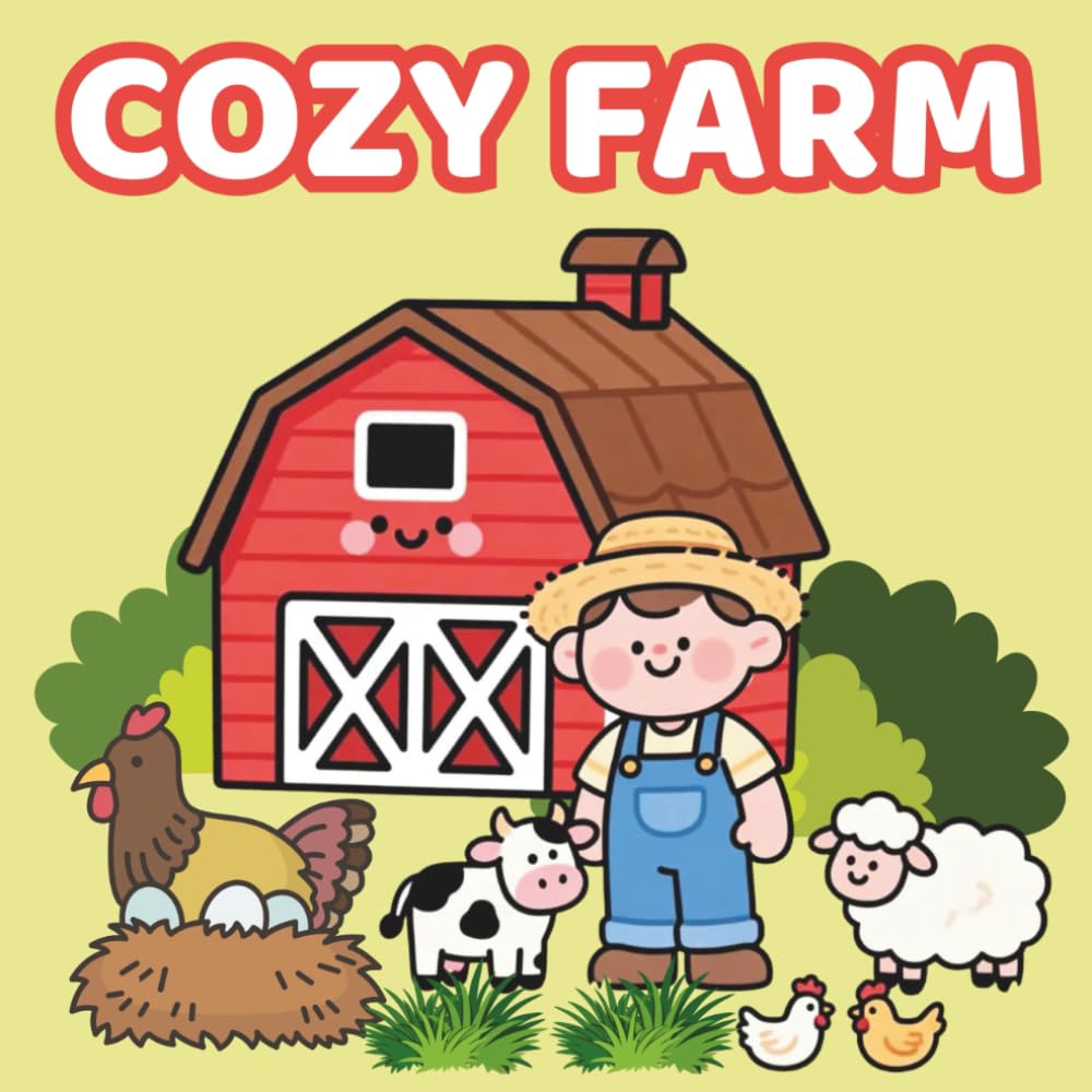 Cozy Farm Coloring Book for Kids: Cute and Easy Farm Animal Coloring Pages for Ages 3–8 | Fun Coloring Activity Book with Farmers, Barns, and Animals