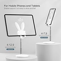 Vista 2 de OATSBASF Lindo soporte para teléfono celular, soporte ajustable para teléfono de conejo, para escritorio, soporte grueso compatible con iPhone
