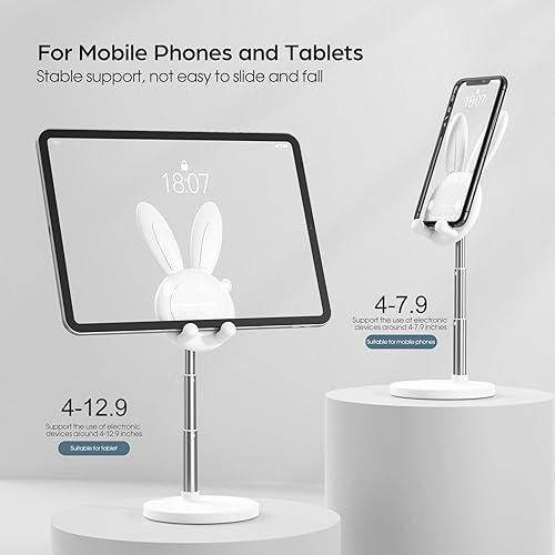 Miniatura 2 de OATSBASF Lindo soporte para teléfono celular, soporte ajustable para teléfono de conejo, para escritorio, soporte grueso compatible con iPhone,