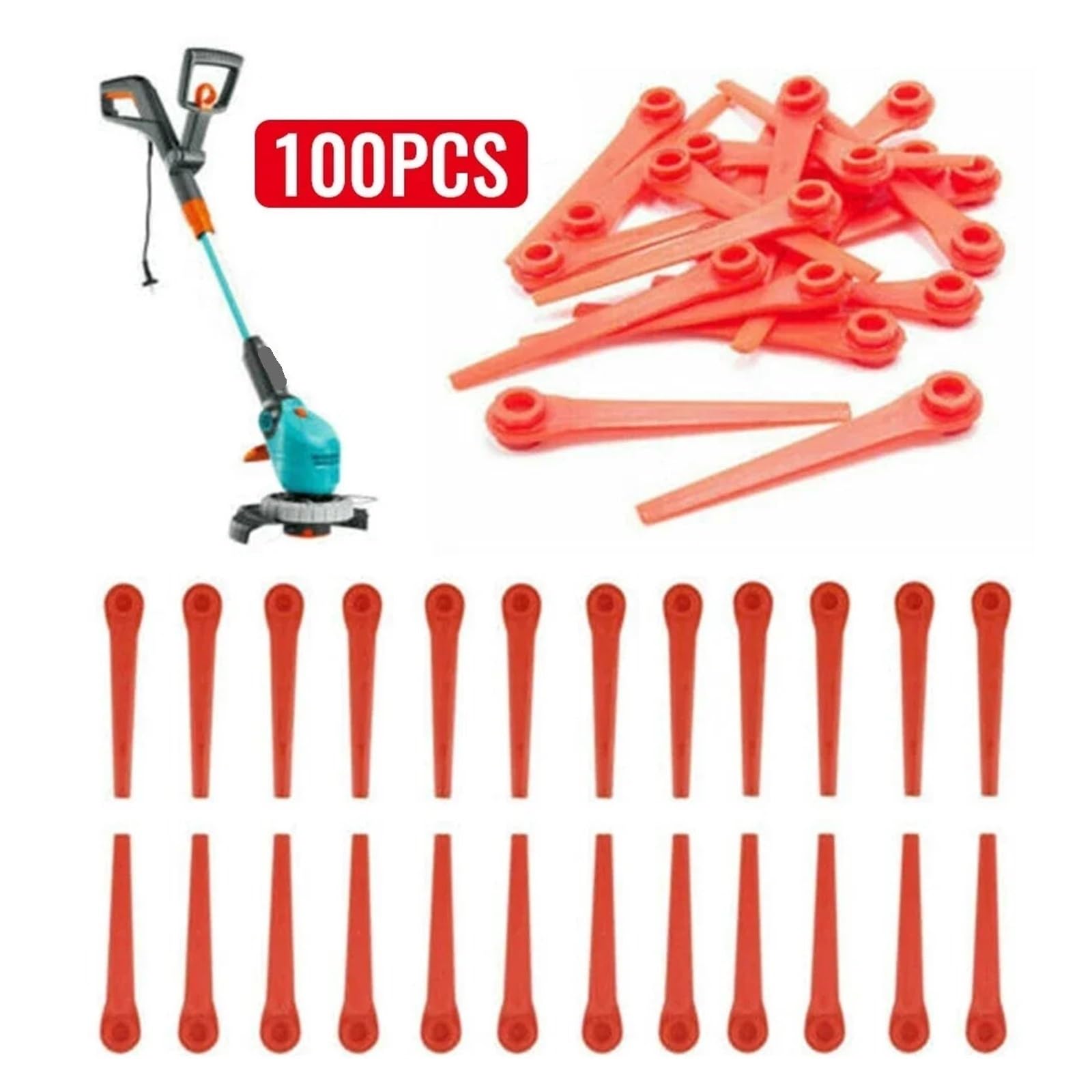 Cuchillas de desbrozadora de plástico compatibles con cortacésped Gardena EasyCut Li-18/23R cuchillas para | 200 unidades