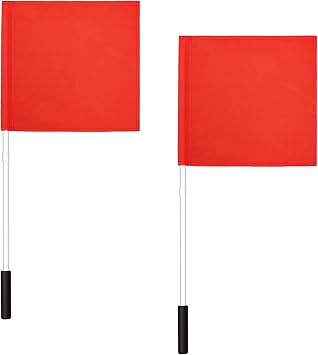 2 Pcs Red Boat Flag with Pole, 30 Inch, 12.6 x 12.6