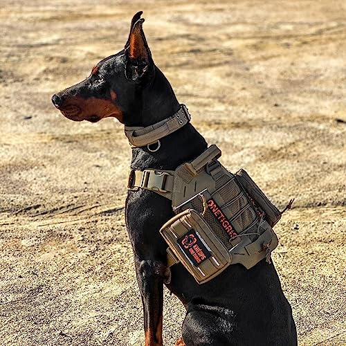 OneTigris X Commander Taktisches Hundegeschirr, Air Mesh Brustgeschirr Hund mit 1 Komfortgriff und 2 Metall-D-Ring, Hochpräzises Laserschneiden Langlebig Nylon Geschirr Hund mit Reflektierenden