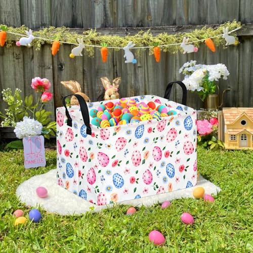 Image of Rectangle Easter Eggs Gift Basket Rabbit Toy Shelf Basket Clothes Laundry Storage Box Storage Bins, Bunny Basket, Laundry Hamper with Handles