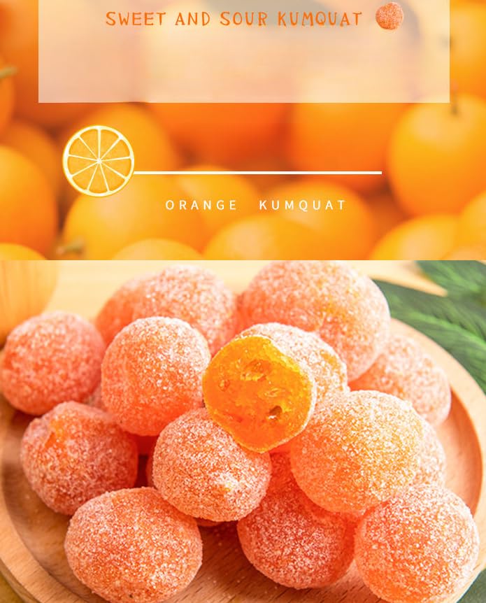 Tianshan Snow Orange Dry 7.05oz/200g, Sour&Sweet Prunes, Yogurt Plum, Rock Sugar Kumquat Candied Fruit, Healthy Preserved Fruits, Candy Snacks, Dim Sum Snack Gift (Rock-Sugar Kumquat,2can)