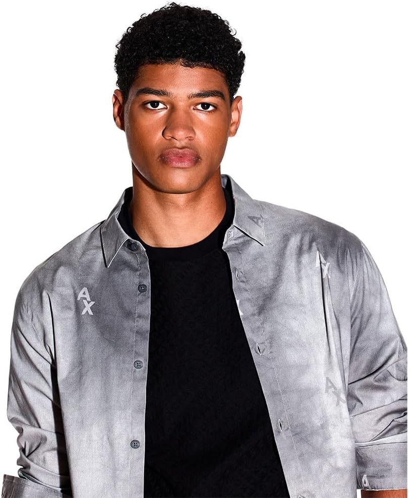 Armani Exchange Men's Mercerized Jacquard All Over Logo Tee