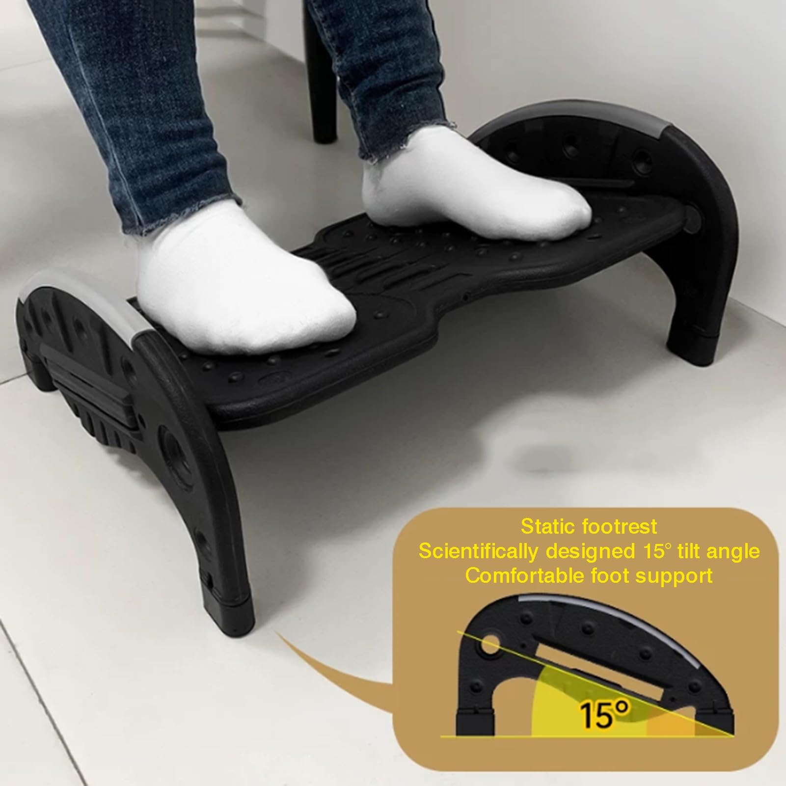 Fußstütze For Unter Dem Schreibtisch Bei Der Arbeit, Umkehrbare 2-in-1-Schaukelfußstütze, Beinstütze For 15° Neigungswinkel,Maximale Belastung 120 Kg, Zur Verbesserung