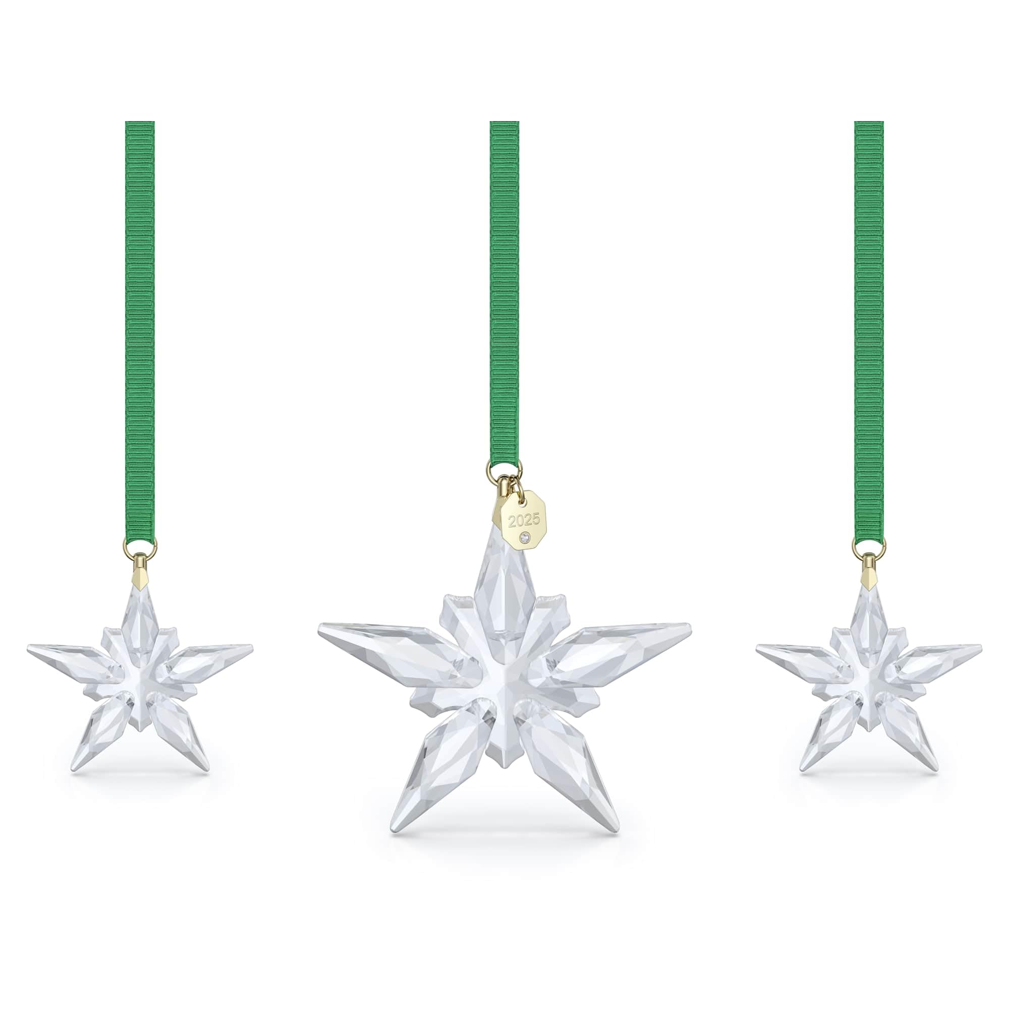 Swarovski Annual Edition Set Decorazioni 2025, con Cristalli Swarovski, Nastro Gros-​Grain, Designer Michele Blasilli, Placcatura in Tonalità Oro Champagne, 7,​7 x 1,​3 x 7,​2 cm, 4,​9 x 0,​8 x 4,​3 cm