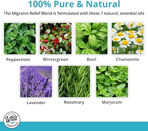 Miniatura 3 de Wild Essentials - Aceite esencial 100% puro para aliviar la migraña, mezcla de sinergia, paquete de 2 unidades de 0.3 fl oz, fórmula para migrañas,