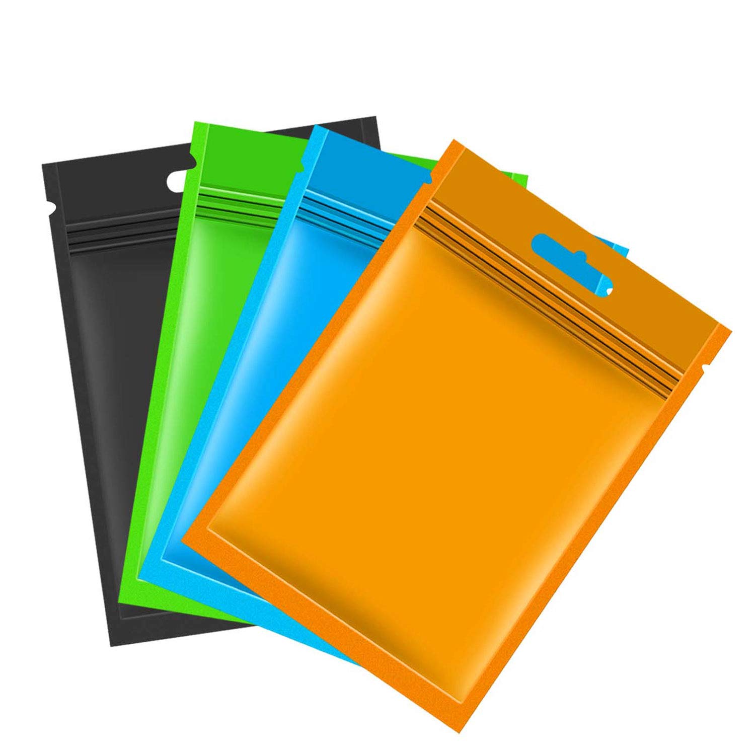 Luckkyme 200 Pack Mylar Zip Lock Bags Aluminum Foil Bags, Metallic Mylar Foil Flat ZipLock Food Storage Bags Pouch, 7 x 10 cm/ 2.8 x 3.9 inch, 4 Color